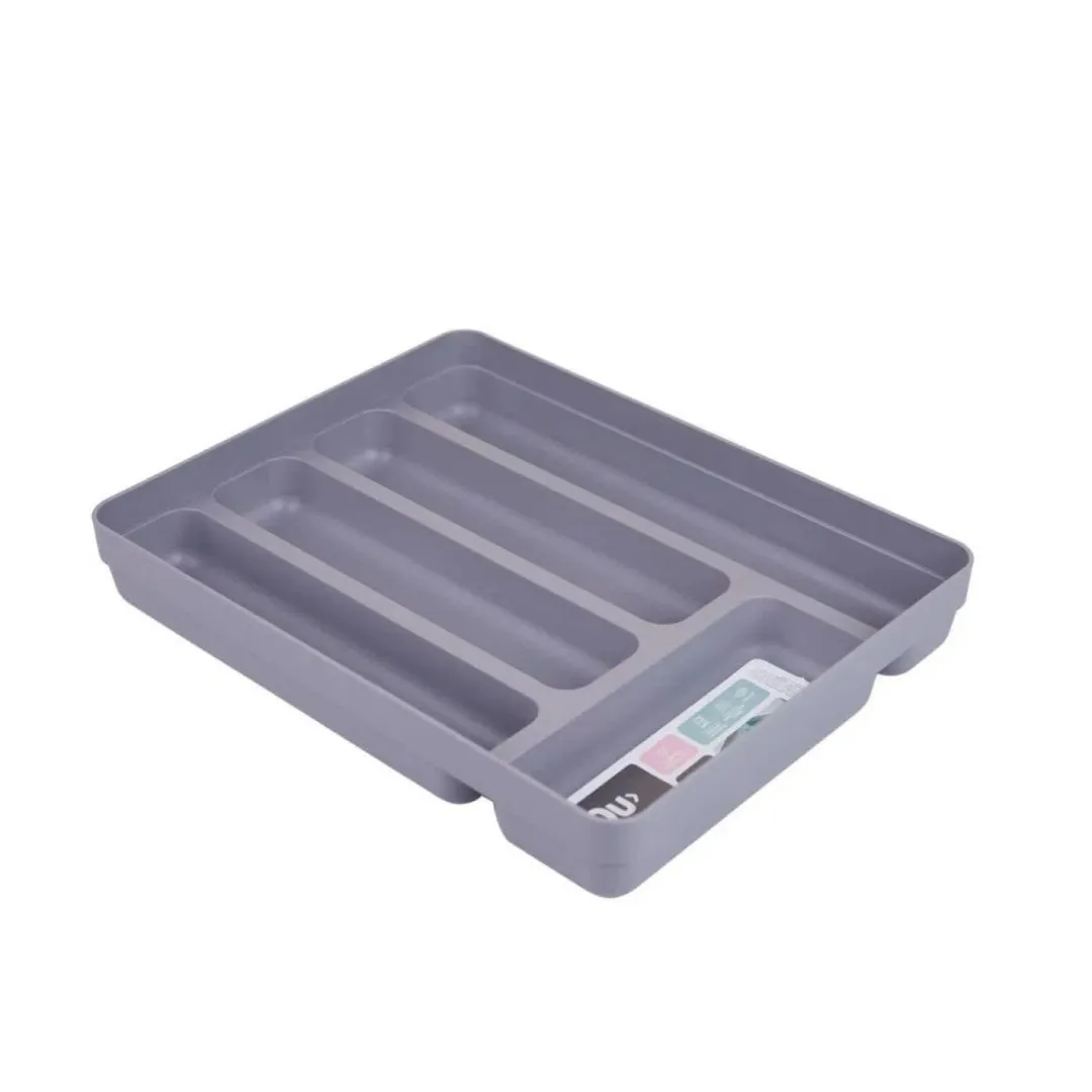 Organizador de Cubiertos para Cajón con 5 Compartimentos – Color Gris