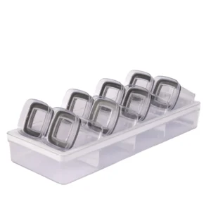 Especiero Organizador Transparente con 8 Frascos Herméticos para Cocina