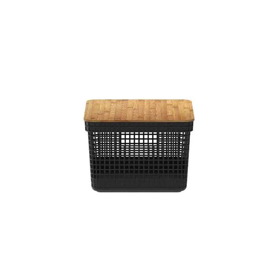 Canasto Organizador con Tapa de Bambú 8 L – Negro - Image 3