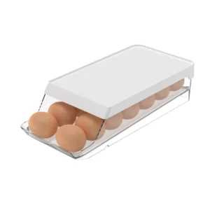 Organizador y Dispensador de Huevos para Refrigerador con Tapa Apilable