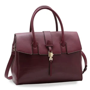 Cartera Bolso de Mano y Bandolera para Mujer Tono Vino Elegante
