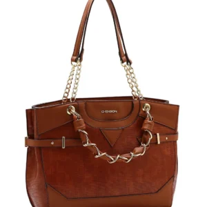 Cartera Bolso Tote Chenson para Mujer Marrón con Cadenas Doradas